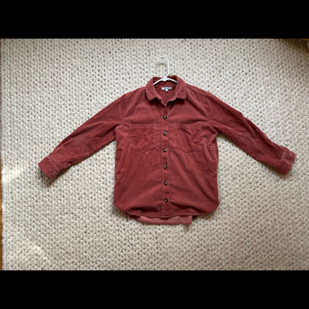 Madewell corduroy oversized long-sleeve shirt, size small